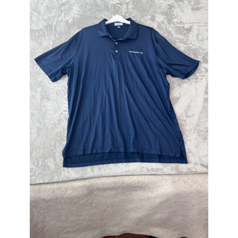 Peter Millar Summer Comfort Porsche Polo Shirt Mens XL Navy Blue Performance